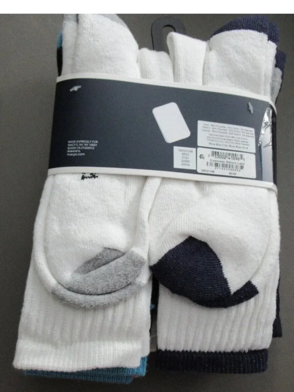 Club Room Men's 8-Pair Crew Socks, Blue Variety Pack, One Size / Shoe Size 7-12